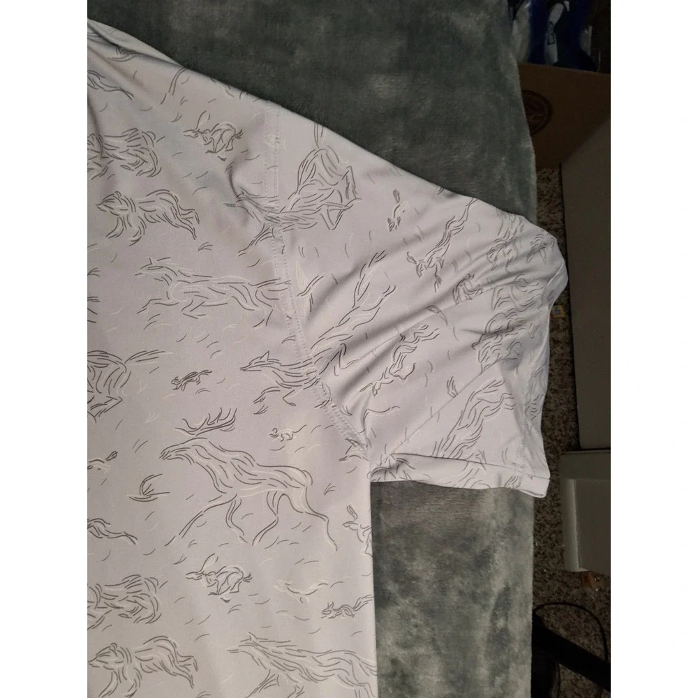 Waggle Golf Polo Mens 2XL Grey Wildlife Print Performance Stretch Short Sleeve - Picture 4 of 12